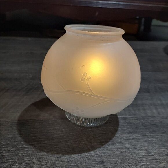 Lamp Shade Frosted Glass Ceiling Light Fixture Globe Stem Berries 3.25" Fit. - Picture 2 of 11